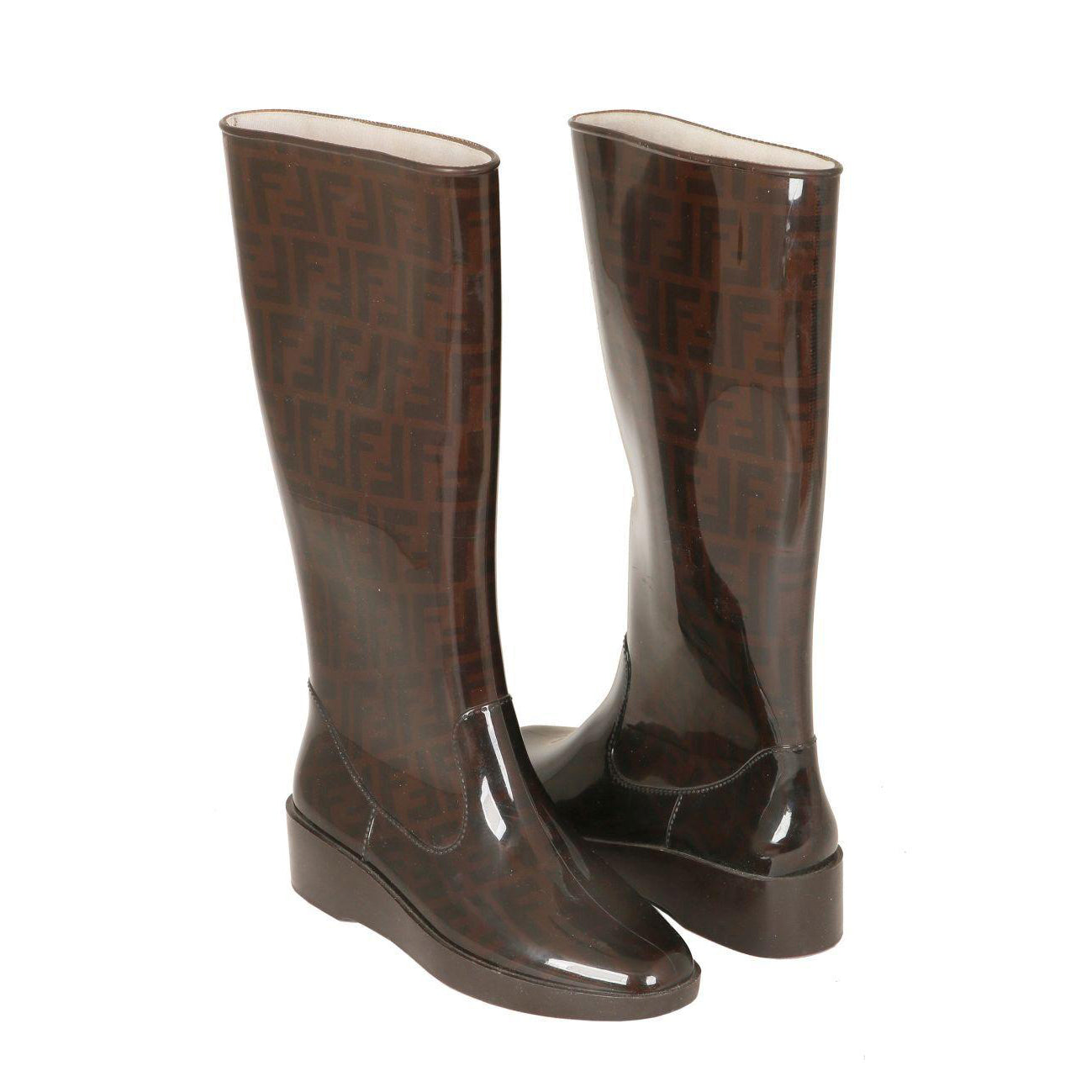 Fendi Zucca Monagram Rubber Rain Boots - Size 10 US