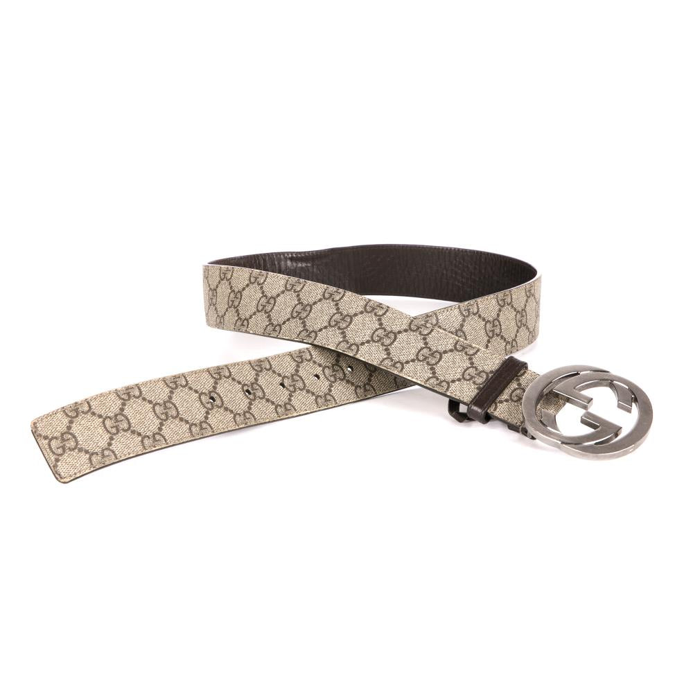 Gucci GG Supreme Beige Belt With Silver GG Buckle