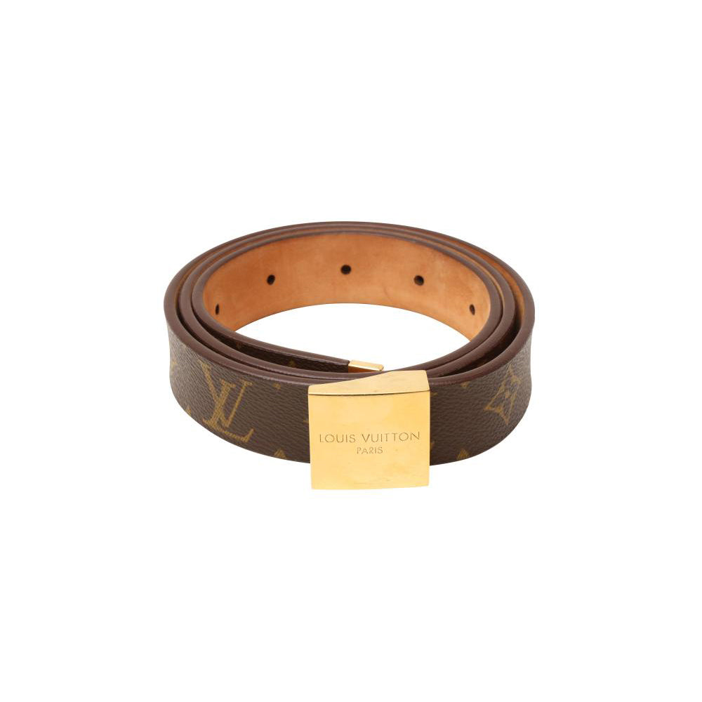 Louis Vuitton Monogram Square Buckle Belt with Gold Hardware- Size