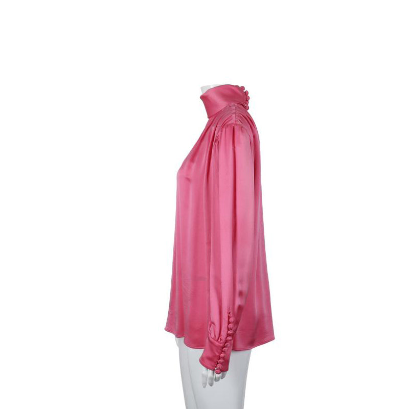 Gucci Pink Long Sleeve Silk Blouse - Women's Size 40