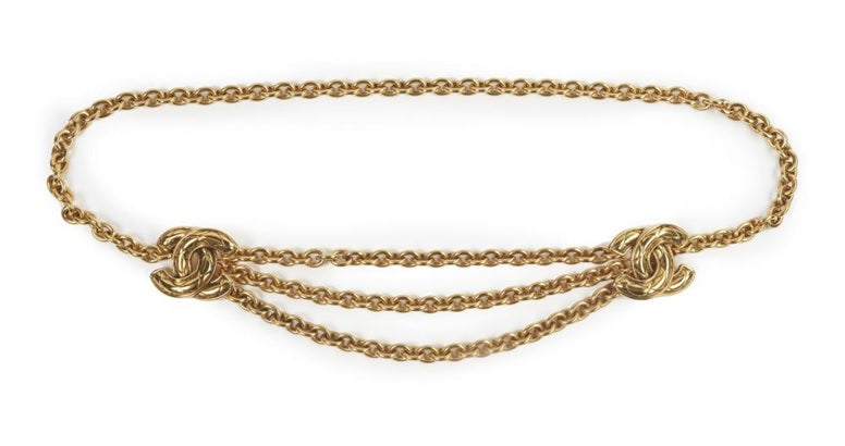 Chanel CC Quilted Charm Gold Triple Chain Belt