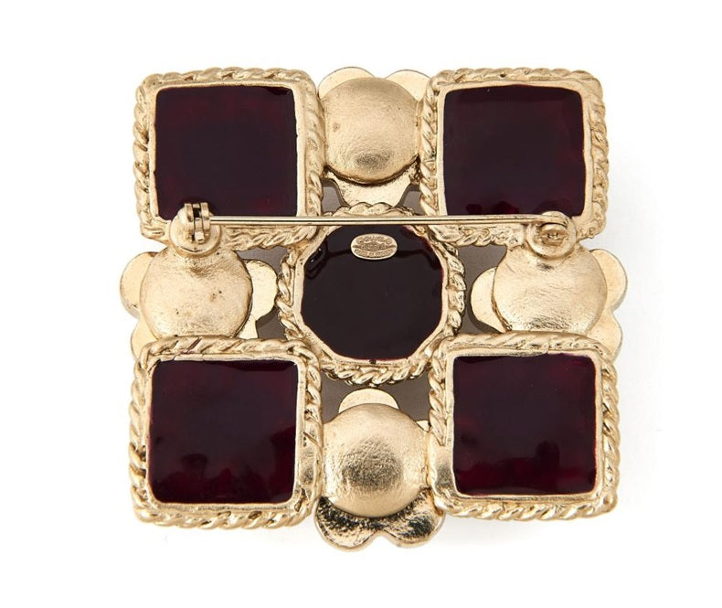Chanel 2022 Faux Pearl & Strass 'Coco Chanel' CC Brooch - Gold