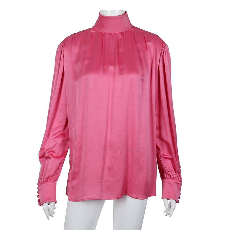 Gucci Pink Long Sleeve Silk Blouse - Women's Size 40