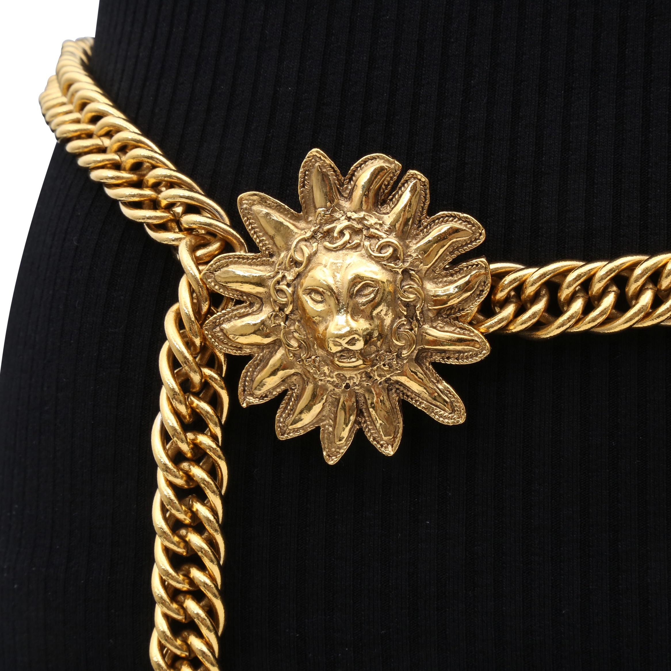 Vintage Chanel Lion Head Medallion Necklace 