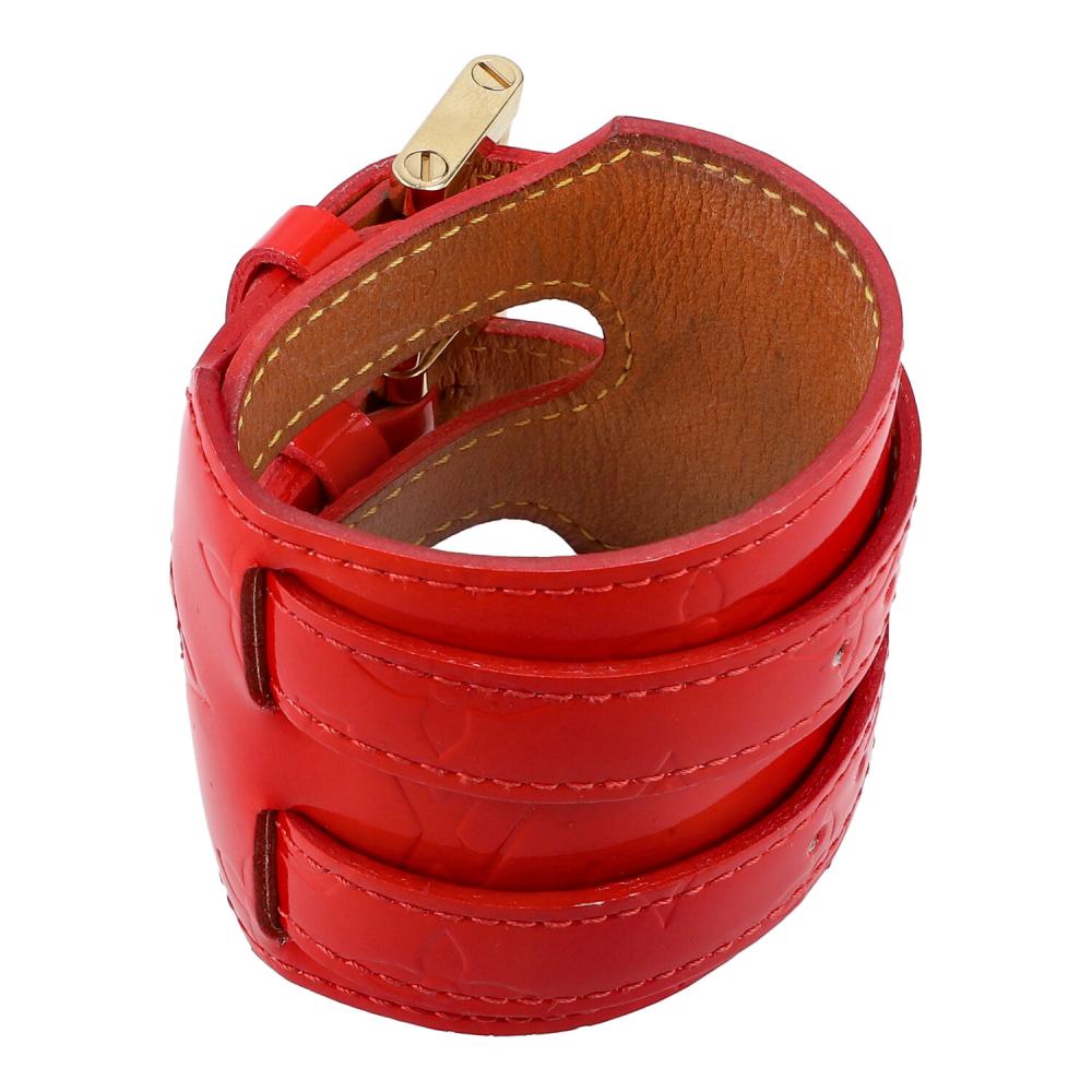 Louis Vuitton Red Charlton Arm Band Vernice Leather w/ Gold Hardware