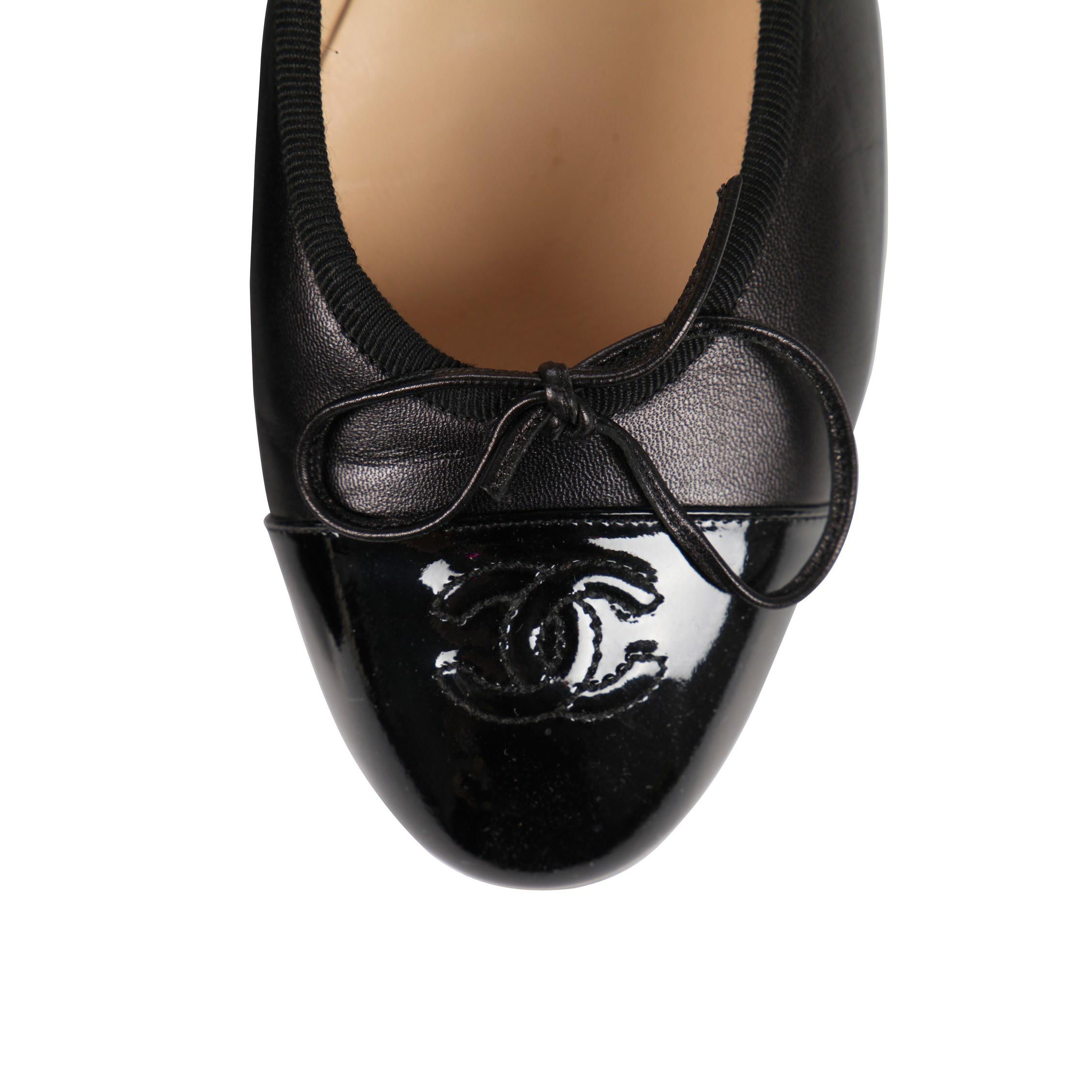CHANEL Black Leather Quilt Cambon Ballet Flats Size 38 | 7.5 G24712