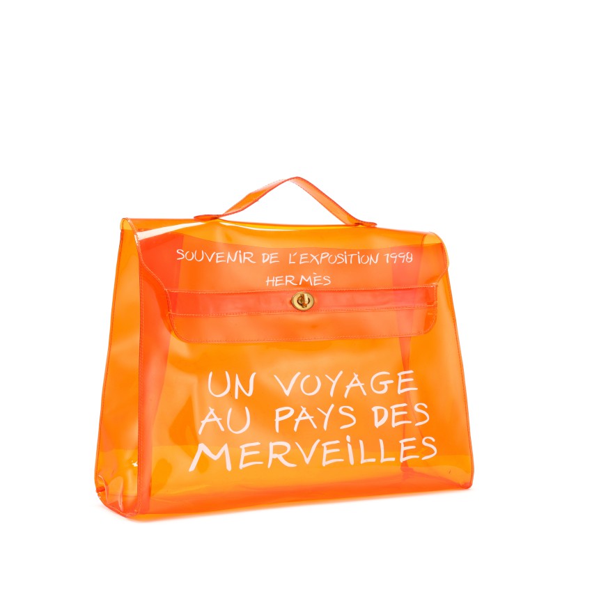 Hermès Orange Vinyl Souvenir de l'Exposition Kelly with Gold Hardware
