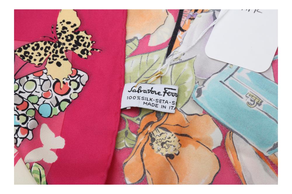 Salvatore Ferragamo Fashion And Butterfly Silk Scarf