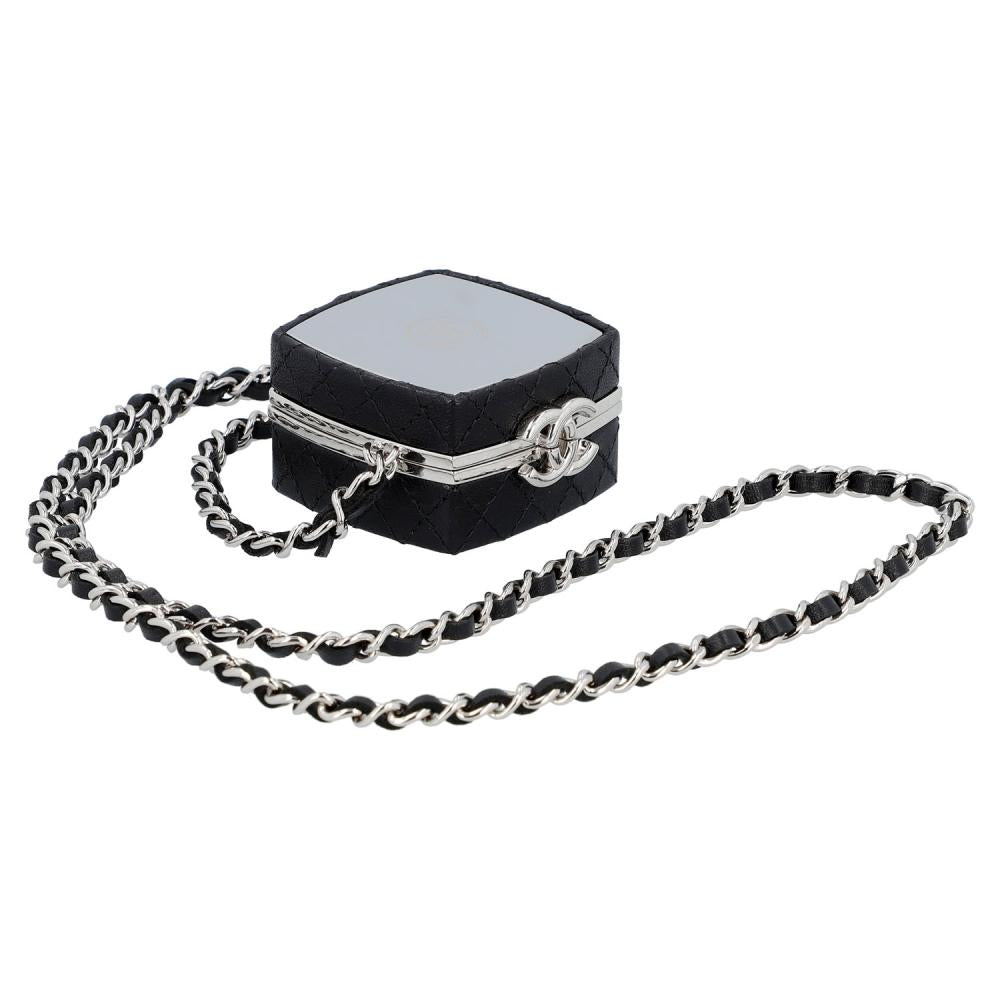 CHANEL Lambskin Plexi Quilted CC Evening Clutch With Chain Black 1146291
