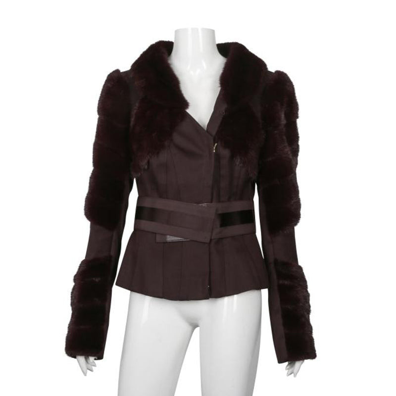 Gucci Purple Mink-Trimmed Belted Jacket - Women's Size 44