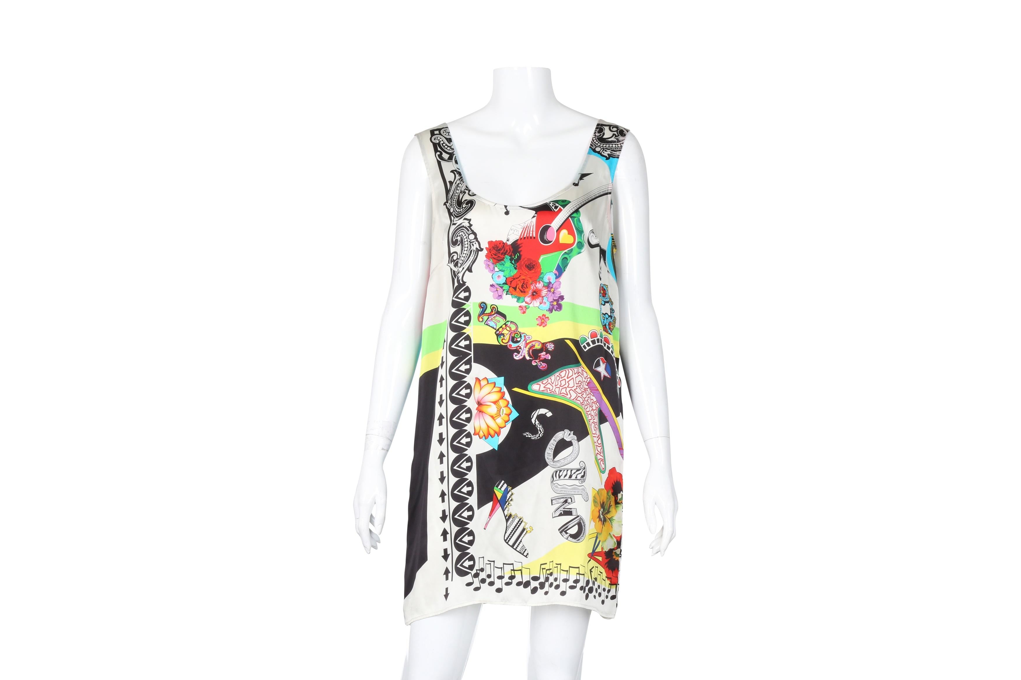Gianni Versace Silk Print Shift Dress - Size 42