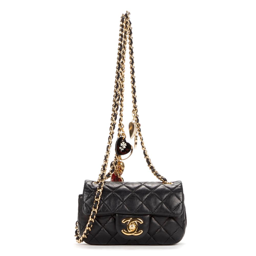 chanel chain bag black leather