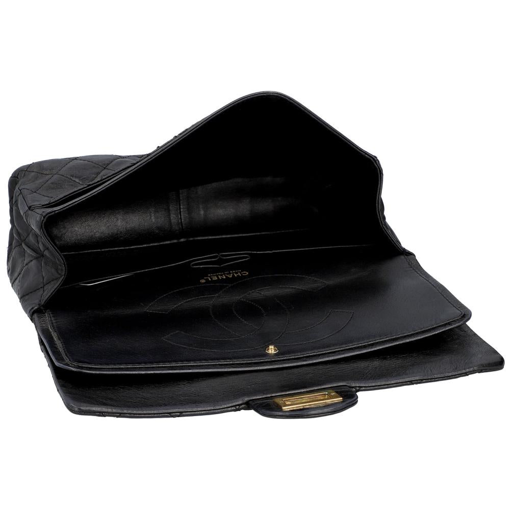 Chanel Black Lambskin 2.55 Cutout Handle Flap Bag