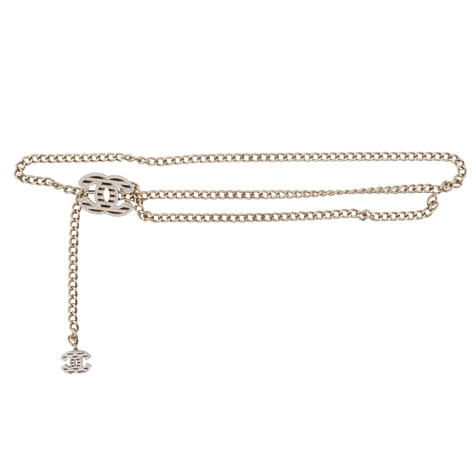 Chanel Striped CC Logo Chain Belt – Luxury GoRound