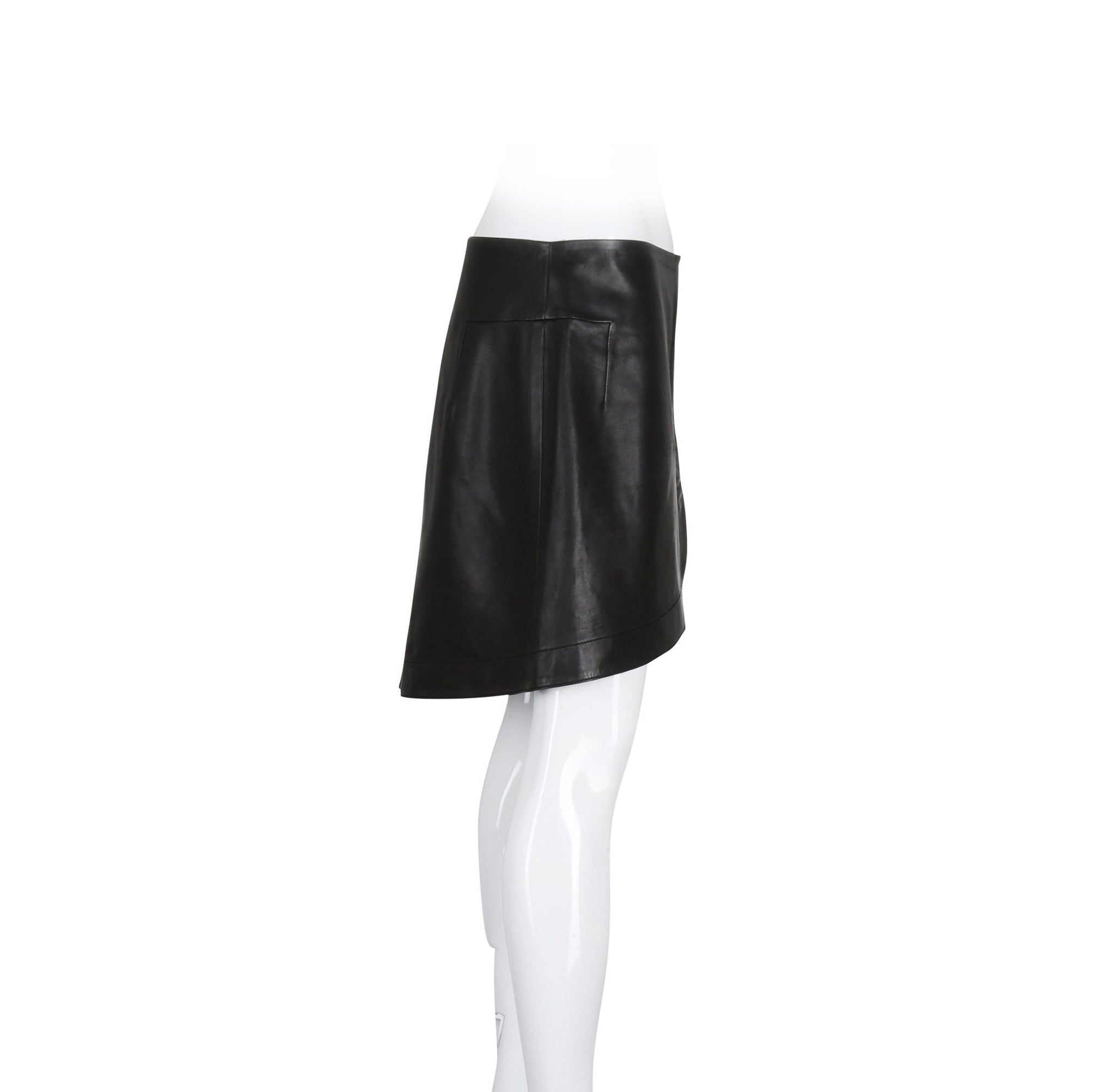 Balenciaga Black Lambskin Leather Mini Skirt