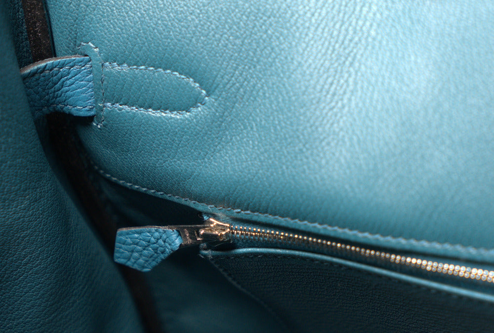 HERMES BIRKIN 35 Handbag Blue Indigo Vibrato Togo Purse □G 45146