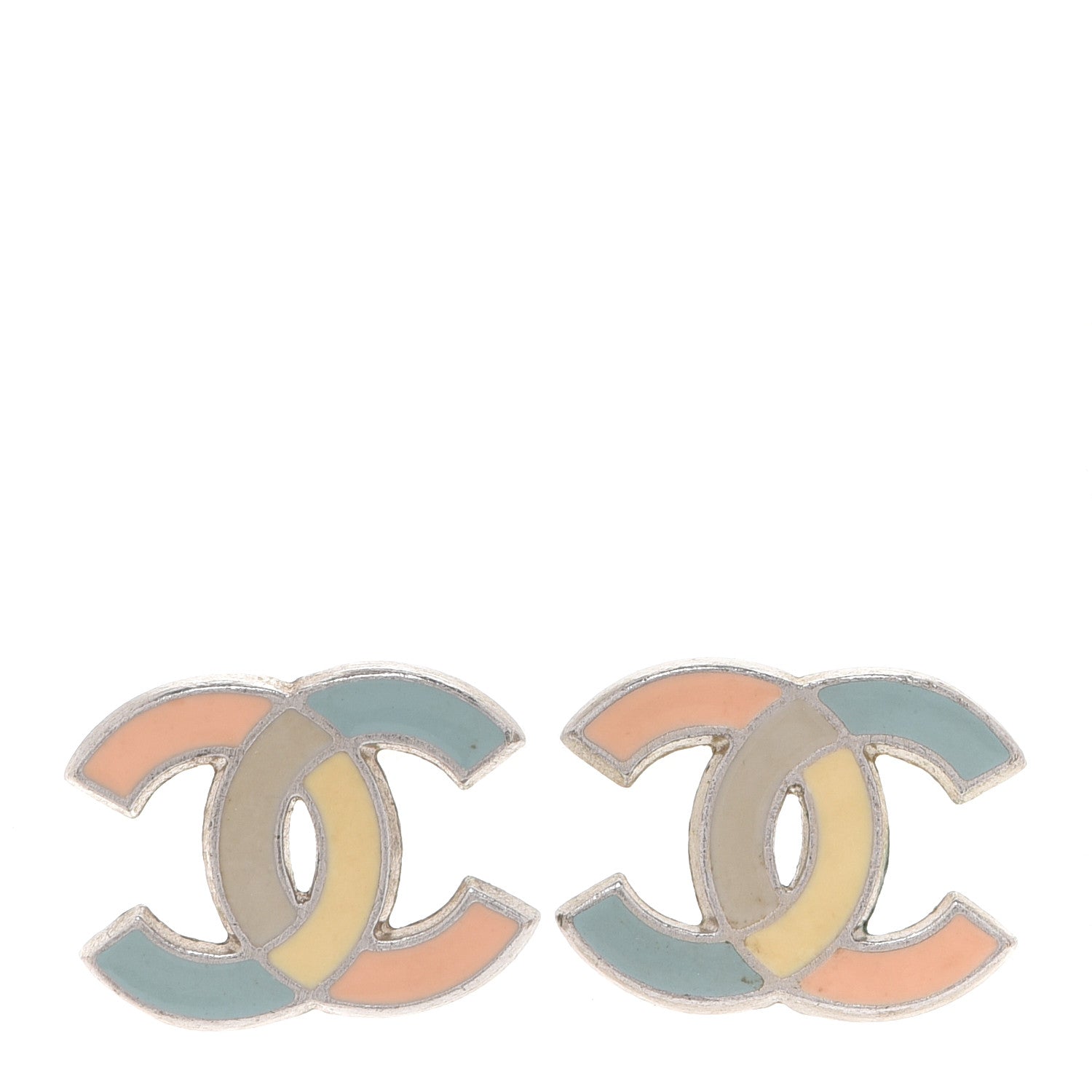 Chanel Enamel CC Earrings Multicolor