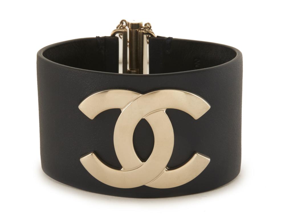 Chanel CC Limited Edition Navy Leather Cuff