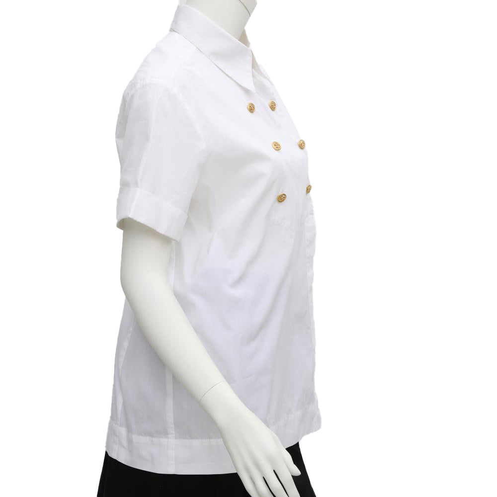 Chanel White Shirt with Gold-tone Buttons -  Size: 42 FR / Medium