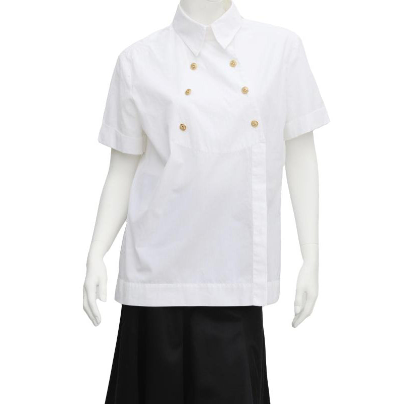 Chanel White Shirt with Gold-tone Buttons -  Size: 42 FR / Medium