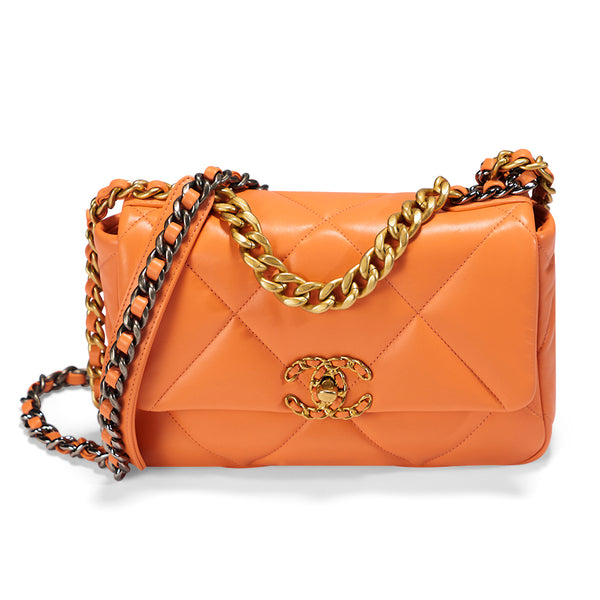 Chanel Pre-owned 2022 Chanel 19 Mini Shoulder Bag - Orange;Pink