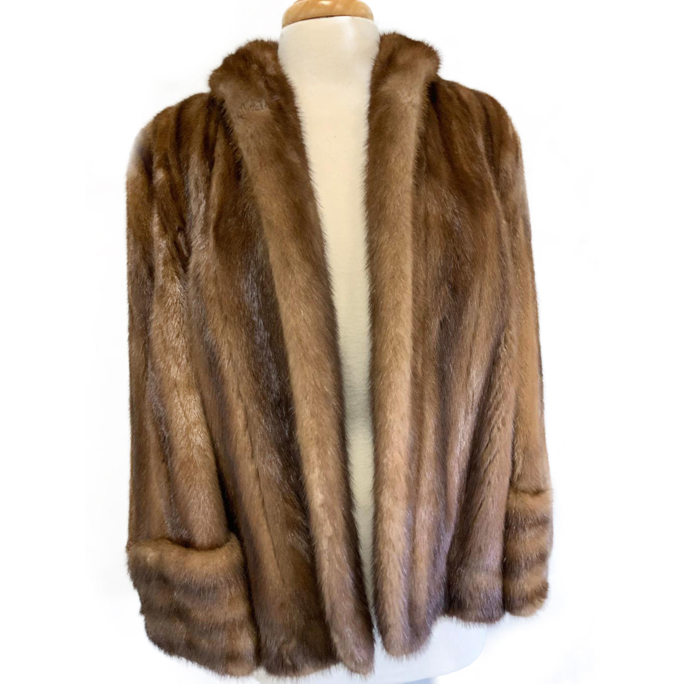 Custom-Made Luxury Brown Fur Jacket and Cape in One -  Medium