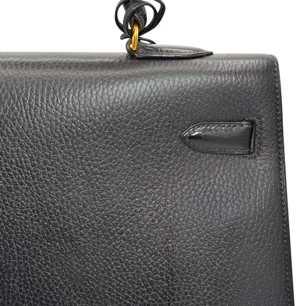 Hermes Black Vache Ardennes Sellier Kelly Bag – Luxury GoRound