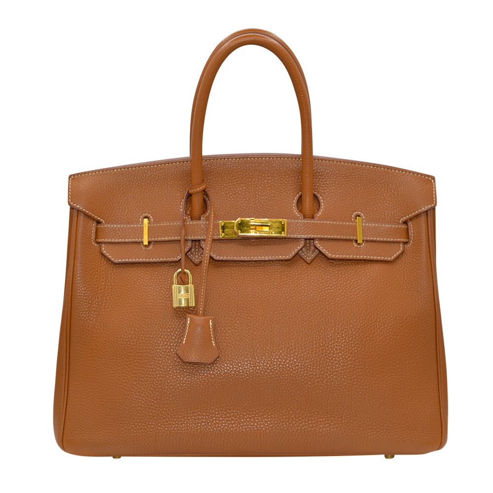 Hermes Garden Party Bag Togo Leather In Khaki