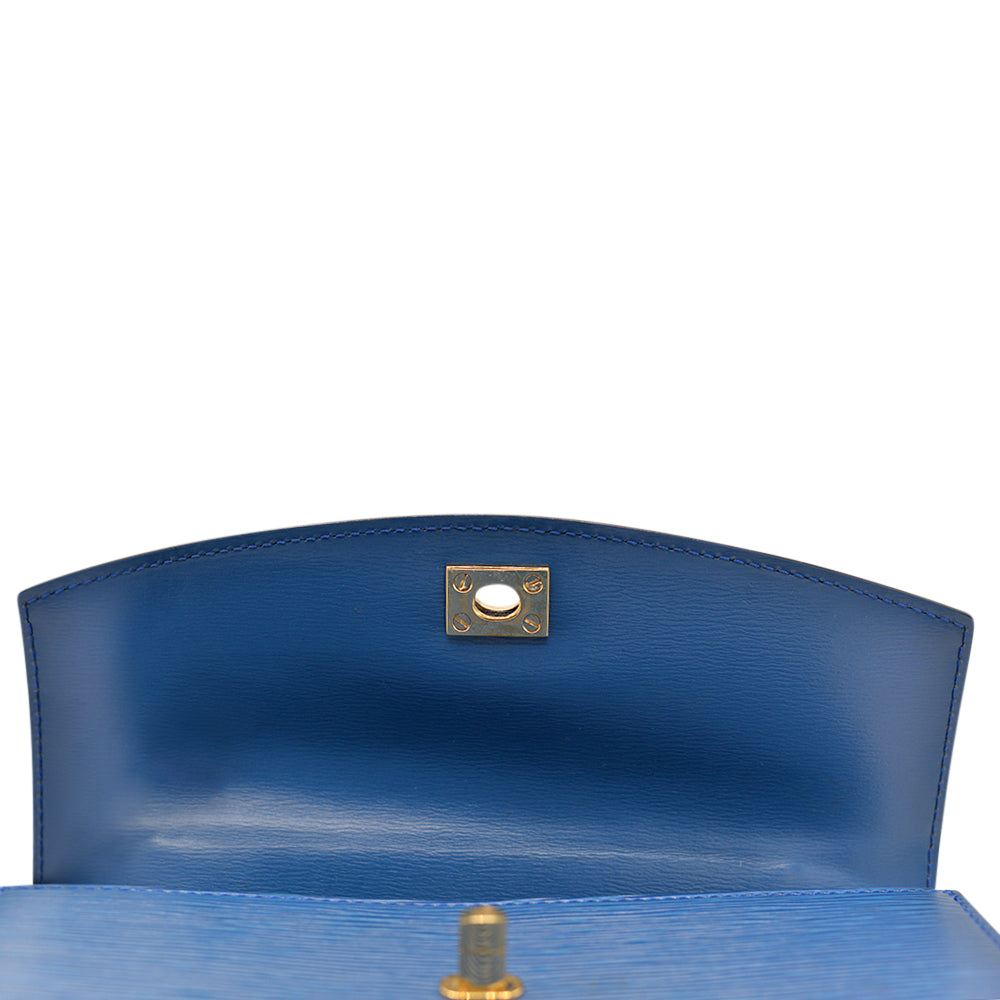 Vintage Louis Vuitton blue epi envelope style clutch bag with gold