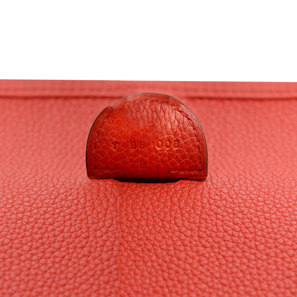 Hermes Rouge Casaque Clemence Leather Evelyne III GM Bag Hermes