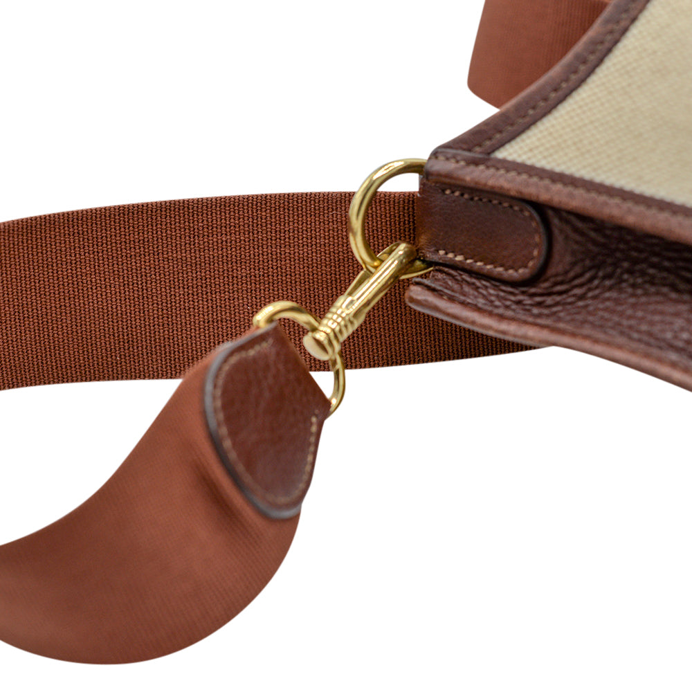 Hermès Bi-Color Brown Canvas/Leather Evelyne Bag GM