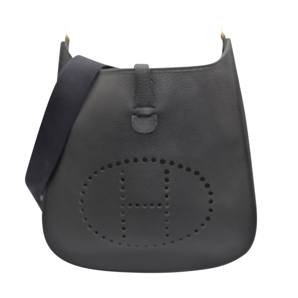 Hermès Black Taurillon Clemence Evelyne GM Shoulder Bag