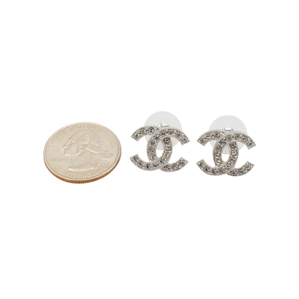 CHANEL, Jewelry, Chanel 223 Crystal Gold Cc Logo Statement Womens Studs  Drop Stud Earrings