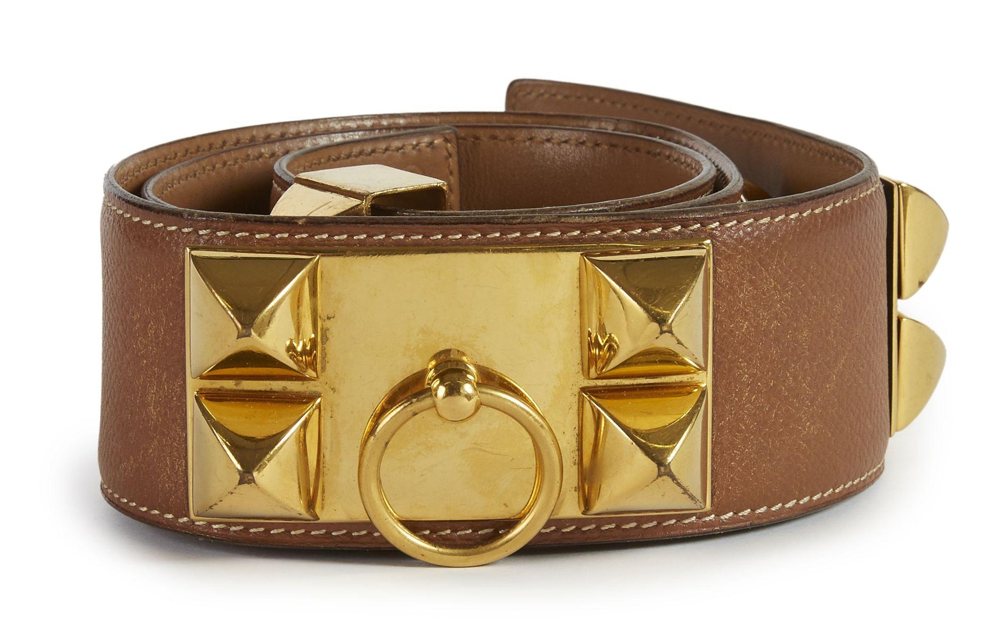 Hermès Collier De Chien Belt 70 Epsom Gold Leather with Gold Hardware