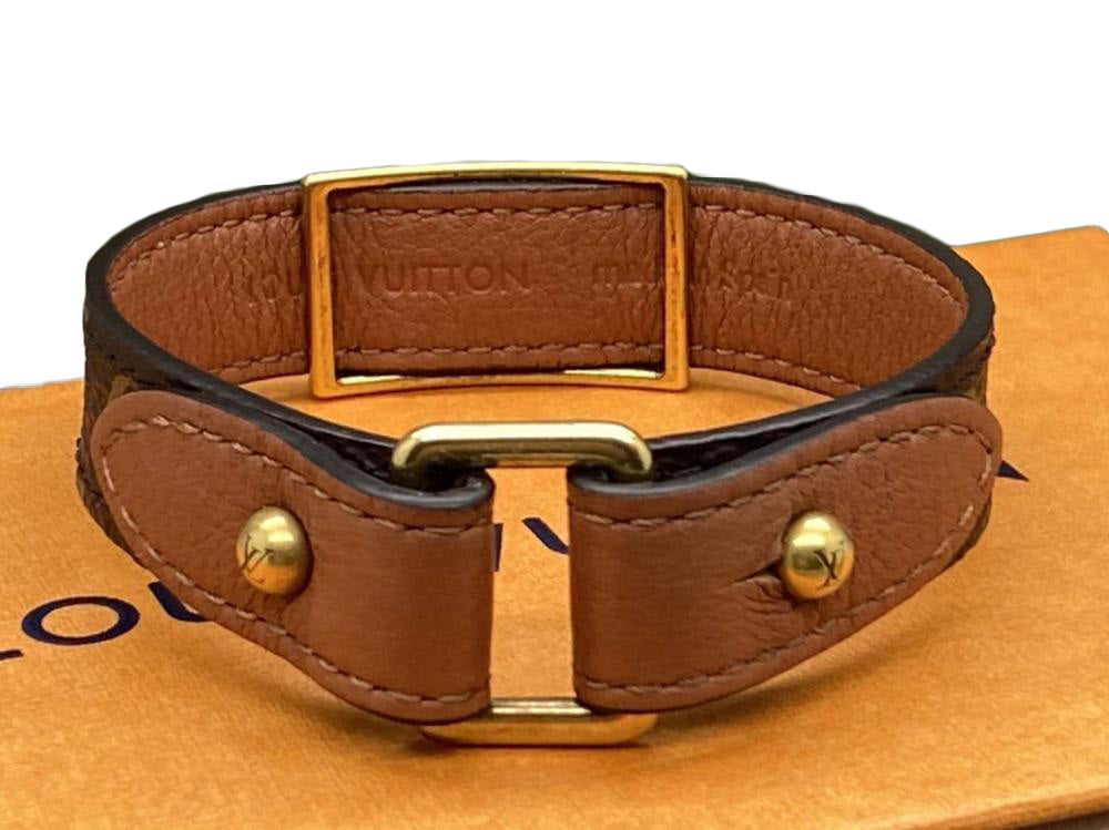 Louis Vuitton Beige Leather So LV Cuff Bracelet 17 Louis Vuitton