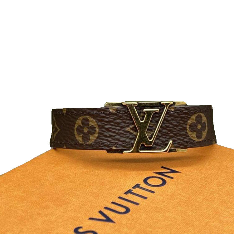 LOUIS VUITTON Essential V Monogram Canvas Bracelet Brown Size 19