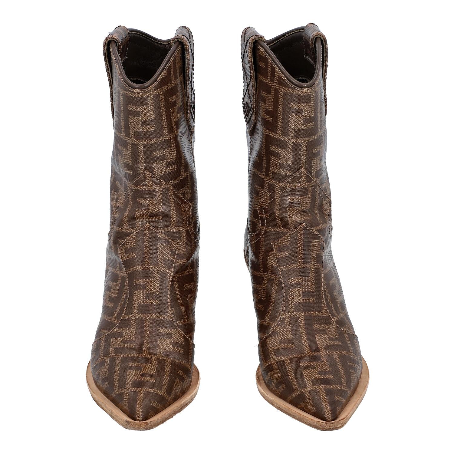 Fendi Zucca Monogram Cowboy Boots - Size 6