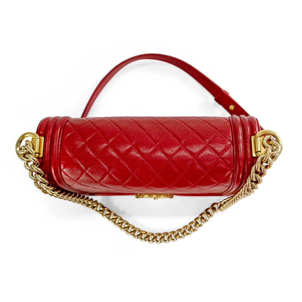 Chanel Boy Bag Red with Gold Hardware