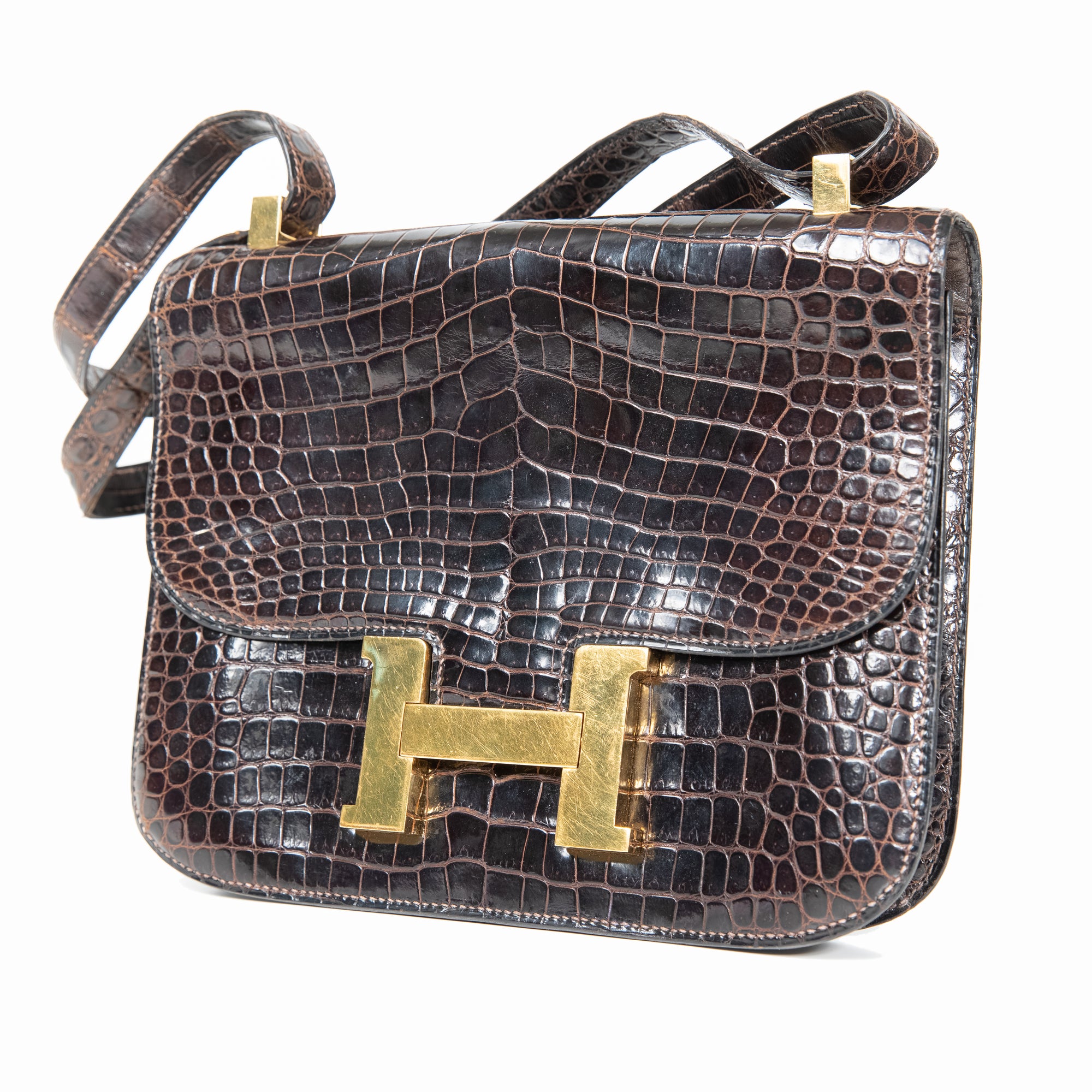 Vintage Hermès Brown Crocodile Constance Bag