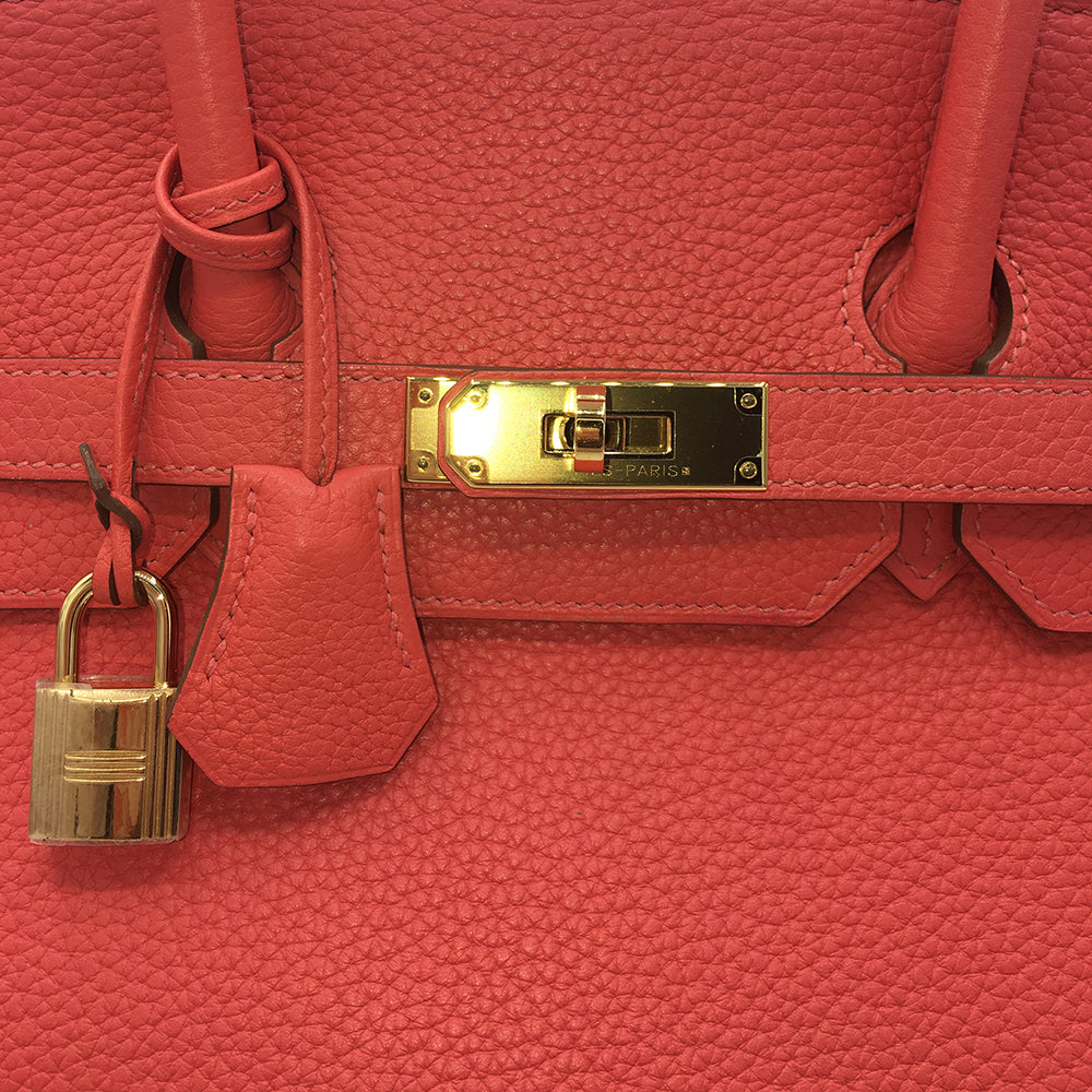 Hermès Rose Jaipur Clemence Birkin 35 with Gold Hardware