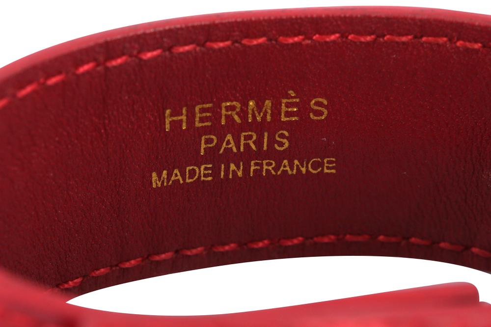 Hermes Red Crocodile Clous de Selle Cuff