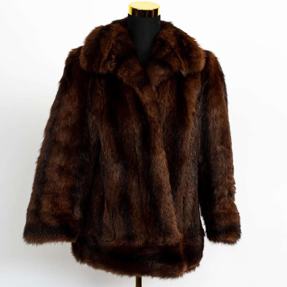 Mink Fur Jacket with Hat and Collar - Size 12