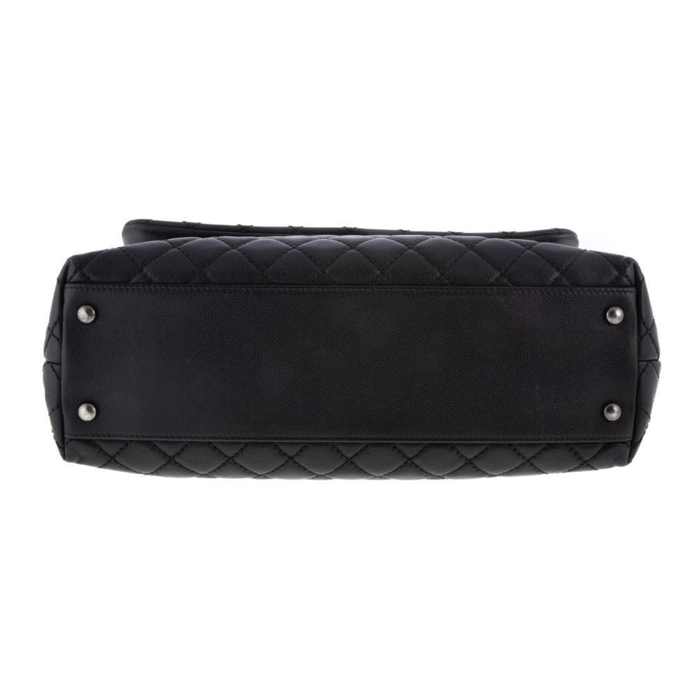 Chanel Black Quilted Caviar Leather Mini Coco Top Handle Bag
