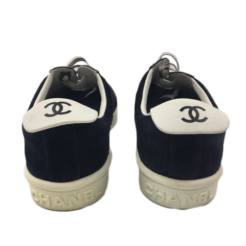 Chanel Blue Suede Womens CC Sneakers Size 38