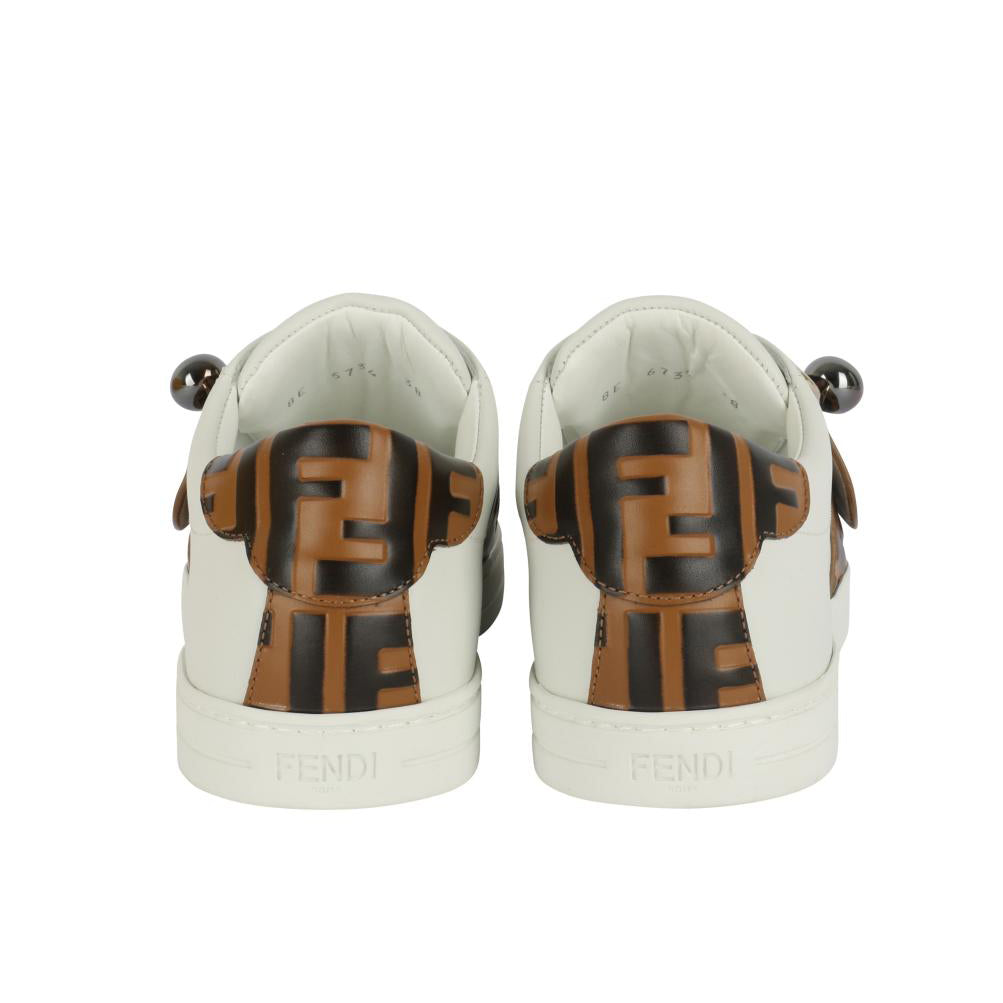 Fendi White Tobacco Monogram Slip-On Sneakers - Size 38 EU / 8 US