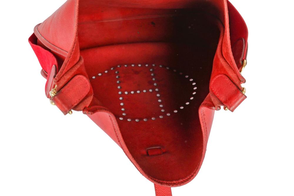 Vintage Hermes Evelyn 3 PM Epson Red Shoulder Bag Silver Hardware