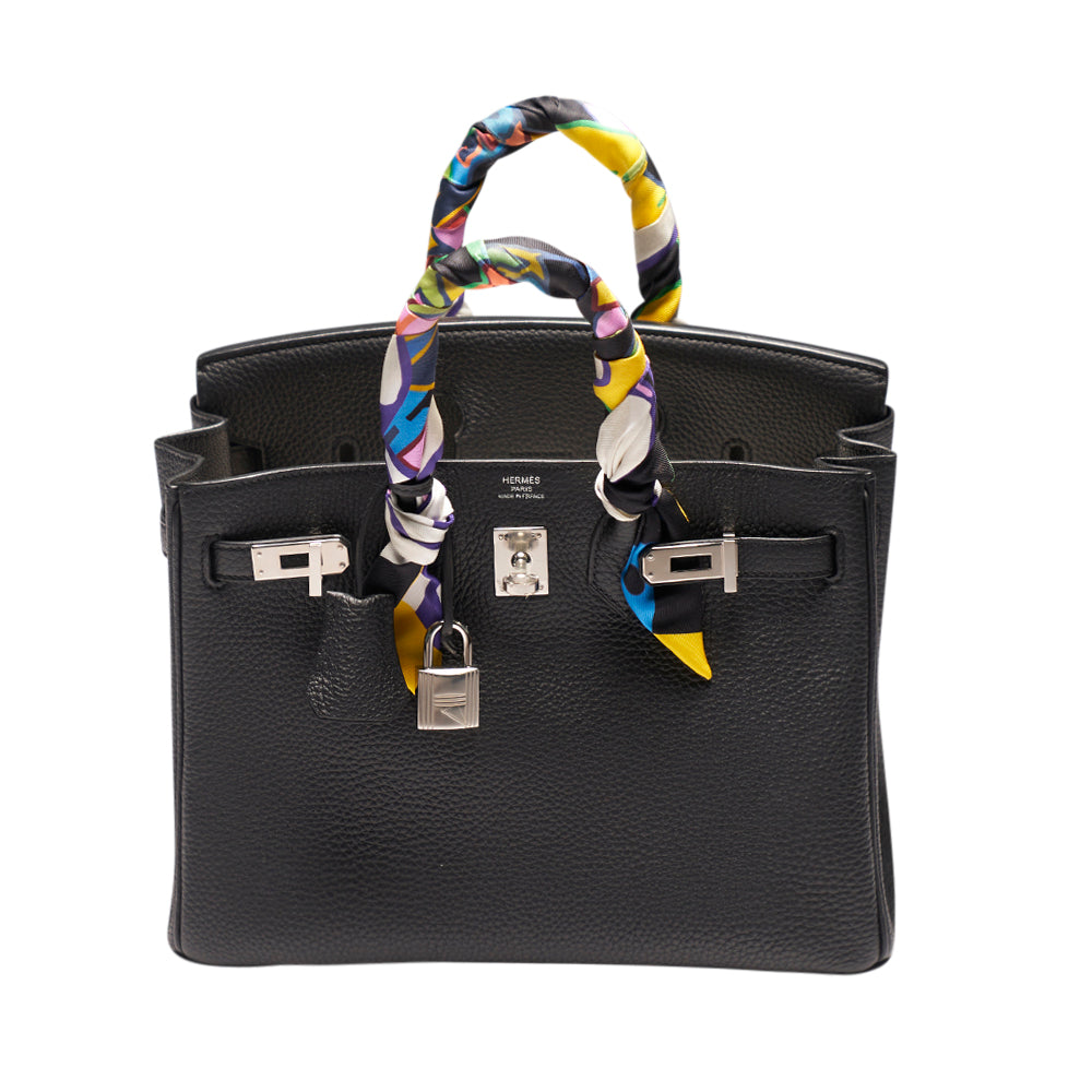 Hermès Black Togo Birkin 25 with Palladium Hardware and Twillys