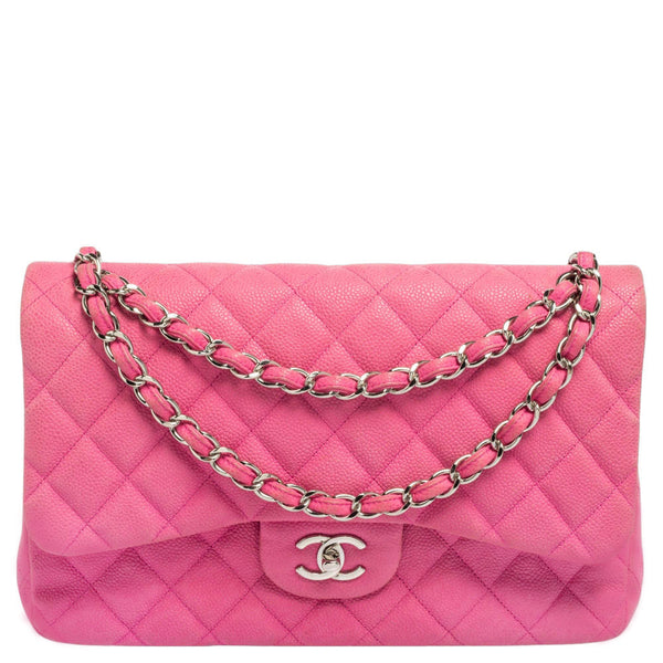 CHANEL Lambskin Quilted Jumbo Double Flap Pink 1231399