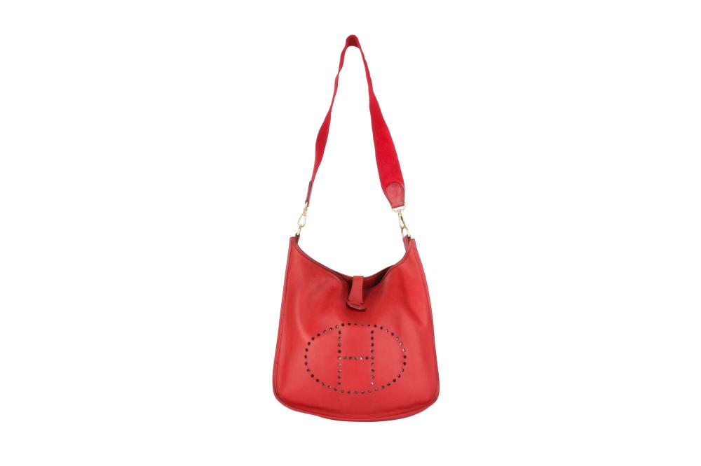 Hermes Red Epsom Leather Evelyne PM II Gold Hardware Women's Bag